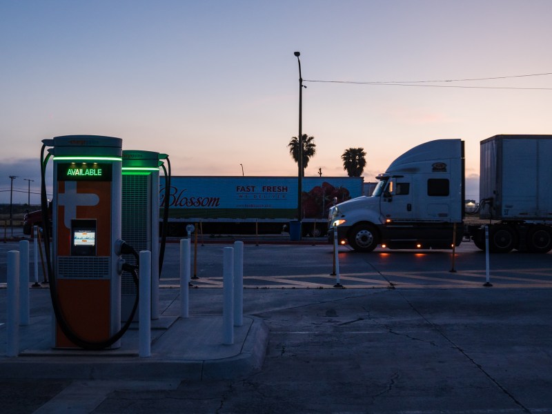Electric vehicle chargers for class 8 electric trucks at Truck Net LLC in Otay Mesa on April 27, 2023.